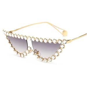 Vintage Cat Eye Sunglasses Trendy Fashion Bling Rhinestone Purple & Gold NEW